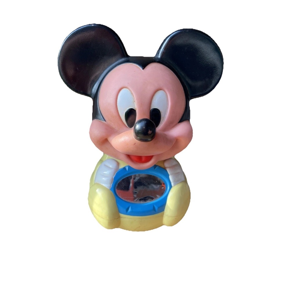Disney Vintage Baby Mickey Mouse Roly Poly Yellow Baby Toy